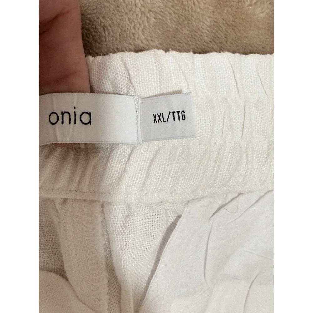 Onia White Linen Drawstring Chinos